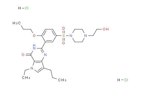 CAS No. 862189-96-6, 5-ethyl-2-(5-((4-(2-hydroxyethyl)piperazin-1-yl)sulfonyl)-2-propoxyphenyl)-7-propyl-3,5-dihydro-4H-pyrrolo[3,2-d]pyrimidin-4-one dihydrochloride