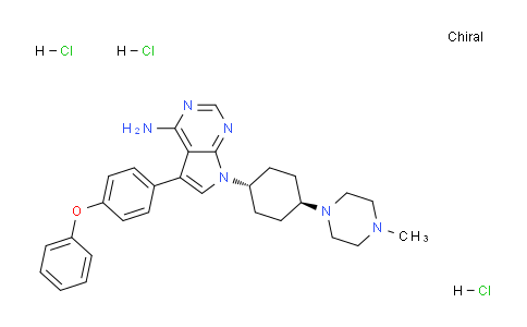 CAS No. 1435934-25-0, 7-((1r,4r)-4-(4-methylpiperazin-1-yl)cyclohexyl)-5-(4-phenoxyphenyl)-7H-pyrrolo[2,3-d]pyrimidin-4-amine trihydrochloride