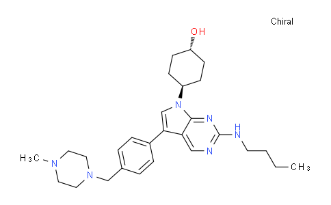 CAS No. 1429881-91-3, trans-4-(2-(Butylamino)-5-(4-((4-methylpiperazin-1-yl)methyl)phenyl)-7H-pyrrolo[2,3-d]pyrimidin-7-yl)cyclohexanol