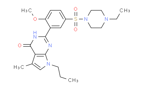 CAS No. 804518-64-7, 2-(5-((4-Ethylpiperazin-1-yl)sulfonyl)-2-methoxyphenyl)-5-methyl-7-propyl-3H-pyrrolo[2,3-d]pyrimidin-4(7H)-one