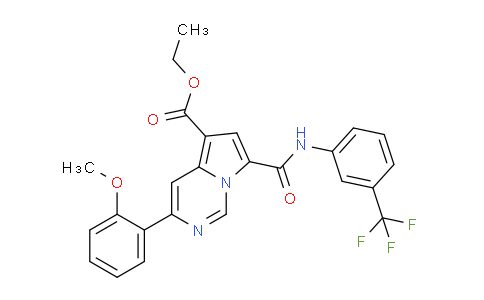CAS No. 618070-21-6, Ethyl 3-(2-methoxyphenyl)-7-((3-(trifluoromethyl)phenyl)carbamoyl)pyrrolo[1,2-c]pyrimidine-5-carboxylate
