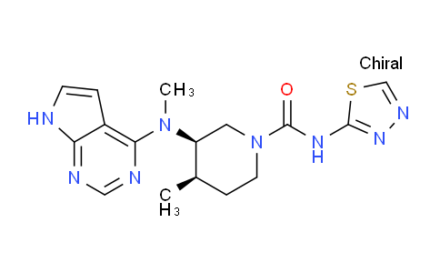 CAS No. 1325181-96-1, (3R,4R)-4-Methyl-3-(methyl(7H-pyrrolo[2,3-d]pyrimidin-4-yl)amino)-N-(1,3,4-thiadiazol-2-yl)piperidine-1-carboxamide