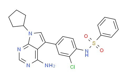 CAS No. 262432-51-9, N-(4-(4-Amino-7-cyclopentyl-7H-pyrrolo[2,3-d]pyrimidin-5-yl)-2-chlorophenyl)benzenesulfonamide