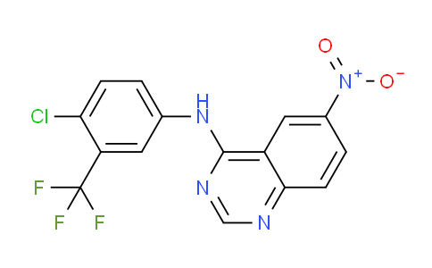 CAS No. 1290545-23-1, N-(4-Chloro-3-(trifluoromethyl)phenyl)-6-nitroquinazolin-4-amine