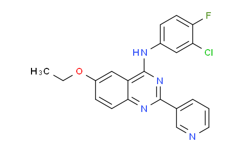 CAS No. 1314069-80-1, N-(3-Chloro-4-fluorophenyl)-6-ethoxy-2-(pyridin-3-yl)quinazolin-4-amine