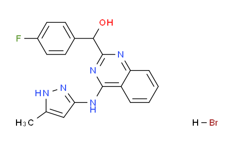 CAS No. 1359828-49-1, (4-Fluorophenyl)(4-((5-methyl-1H-pyrazol-3-yl)amino)quinazolin-2-yl)methanol hydrobromide