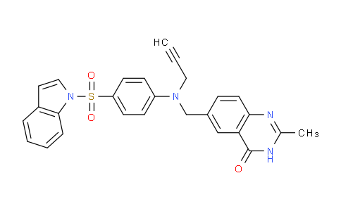 CAS No. 152503-91-8, 6-(((4-((1H-Indol-1-yl)sulfonyl)phenyl)(prop-2-yn-1-yl)amino)methyl)-2-methylquinazolin-4(3H)-one