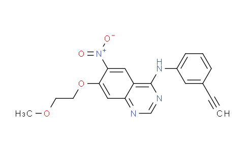 CAS No. 1637255-37-8, N-(3-Ethynylphenyl)-7-(2-methoxyethoxy)-6-nitroquinazolin-4-amine