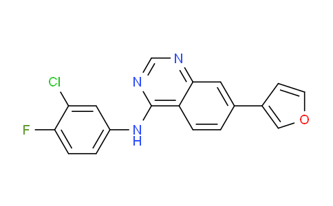 CAS No. 194851-13-3, N-(3-Chloro-4-fluorophenyl)-7-(furan-3-yl)quinazolin-4-amine