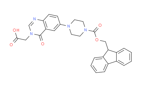 CAS No. 269078-82-2, 2-(6-(4-(((9H-Fluoren-9-yl)methoxy)carbonyl)piperazin-1-yl)-4-oxoquinazolin-3(4H)-yl)acetic acid