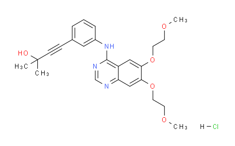 CAS No. 299912-59-7, 4-(3-((6,7-Bis(2-methoxyethoxy)quinazolin-4-yl)amino)phenyl)-2-methylbut-3-yn-2-ol hydrochloride
