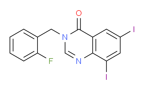 CAS No. 302913-43-5, 3-(2-Fluorobenzyl)-6,8-diiodoquinazolin-4(3H)-one
