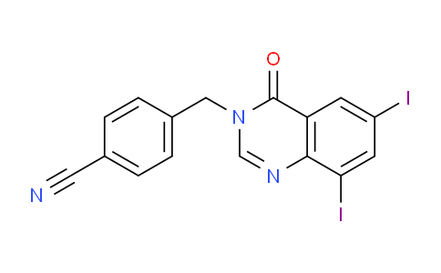 CAS No. 302913-51-5, 4-((6,8-Diiodo-4-oxoquinazolin-3(4H)-yl)methyl)benzonitrile