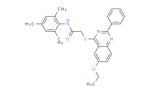 CAS No. 332948-16-0, 2-((6-Ethoxy-2-phenylquinazolin-4-yl)thio)-N-mesitylacetamide