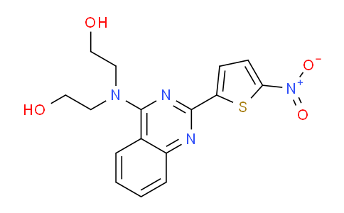 CAS No. 33372-39-3, 2,2'-((2-(5-Nitrothiophen-2-yl)quinazolin-4-yl)azanediyl)diethanol