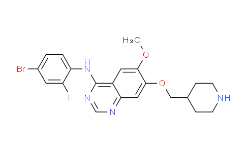 CAS No. 338992-12-4, N-(4-Bromo-2-fluorophenyl)-6-methoxy-7-(piperidin-4-ylmethoxy)quinazolin-4-amine