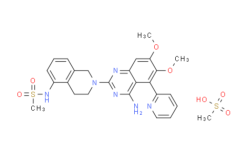 CAS No. 358632-25-4, N-(2-(4-Amino-6,7-dimethoxy-5-(pyridin-2-yl)quinazolin-2-yl)-1,2,3,4-tetrahydroisoquinolin-5-yl)methanesulfonamide methanesulfonate