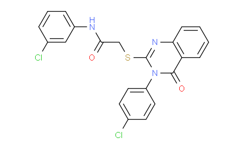 CAS No. 380477-54-3, N-(3-Chlorophenyl)-2-((3-(4-chlorophenyl)-4-oxo-3,4-dihydroquinazolin-2-yl)thio)acetamide