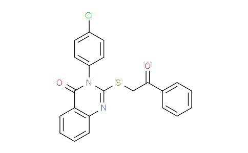 CAS No. 431065-89-3, 3-(4-Chlorophenyl)-2-((2-oxo-2-phenylethyl)thio)quinazolin-4(3H)-one
