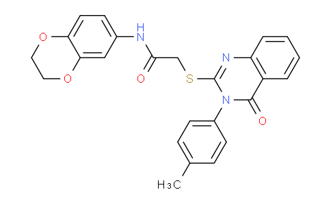 CAS No. 436135-34-1, N-(2,3-Dihydrobenzo[b][1,4]dioxin-6-yl)-2-((4-oxo-3-(p-tolyl)-3,4-dihydroquinazolin-2-yl)thio)acetamide