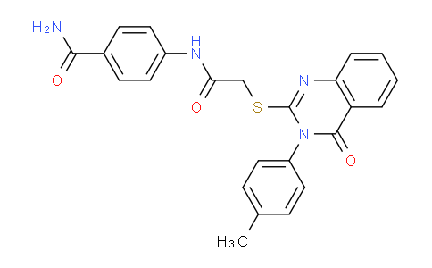 CAS No. 437731-73-2, 4-(2-((4-Oxo-3-(p-tolyl)-3,4-dihydroquinazolin-2-yl)thio)acetamido)benzamide