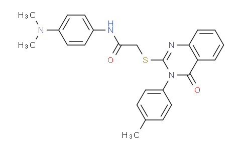 CAS No. 437744-77-9, N-(4-(Dimethylamino)phenyl)-2-((4-oxo-3-(p-tolyl)-3,4-dihydroquinazolin-2-yl)thio)acetamide
