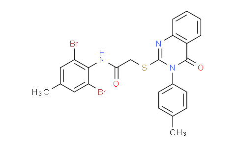 CAS No. 438017-40-4, N-(2,6-Dibromo-4-methylphenyl)-2-((4-oxo-3-(p-tolyl)-3,4-dihydroquinazolin-2-yl)thio)acetamide