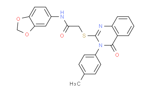 CAS No. 438593-45-4, N-(Benzo[d][1,3]dioxol-5-yl)-2-((4-oxo-3-(p-tolyl)-3,4-dihydroquinazolin-2-yl)thio)acetamide