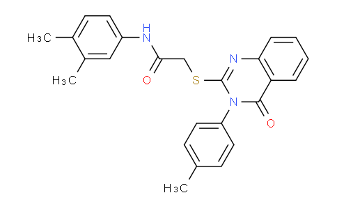 CAS No. 474068-53-6, N-(3,4-Dimethylphenyl)-2-((4-oxo-3-(p-tolyl)-3,4-dihydroquinazolin-2-yl)thio)acetamide