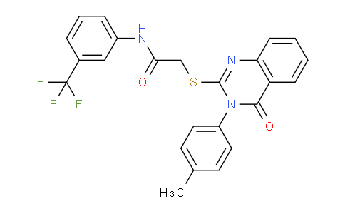 CAS No. 474078-36-9, 2-((4-Oxo-3-(p-tolyl)-3,4-dihydroquinazolin-2-yl)thio)-N-(3-(trifluoromethyl)phenyl)acetamide