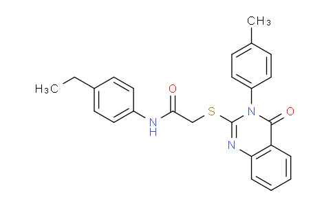 CAS No. 474760-87-7, N-(4-Ethylphenyl)-2-((4-oxo-3-(p-tolyl)-3,4-dihydroquinazolin-2-yl)thio)acetamide