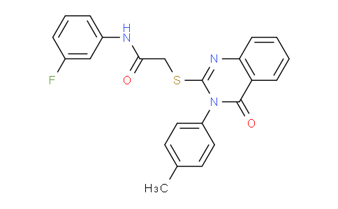 CAS No. 475249-54-8, N-(3-Fluorophenyl)-2-((4-oxo-3-(p-tolyl)-3,4-dihydroquinazolin-2-yl)thio)acetamide