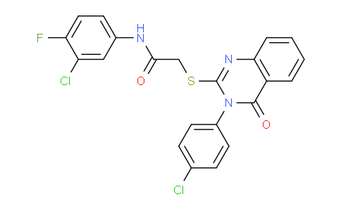 CAS No. 476484-68-1, N-(3-Chloro-4-fluorophenyl)-2-((3-(4-chlorophenyl)-4-oxo-3,4-dihydroquinazolin-2-yl)thio)acetamide