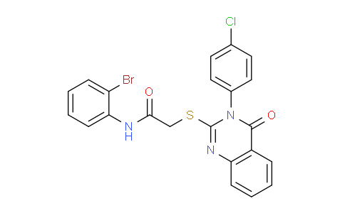 CAS No. 476484-75-0, N-(2-Bromophenyl)-2-((3-(4-chlorophenyl)-4-oxo-3,4-dihydroquinazolin-2-yl)thio)acetamide