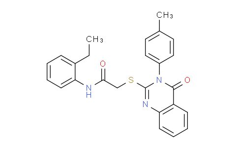 CAS No. 476486-16-5, N-(2-Ethylphenyl)-2-((4-oxo-3-(p-tolyl)-3,4-dihydroquinazolin-2-yl)thio)acetamide
