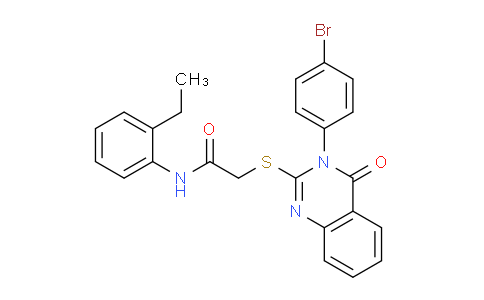 CAS No. 477313-84-1, 2-((3-(4-Bromophenyl)-4-oxo-3,4-dihydroquinazolin-2-yl)thio)-N-(2-ethylphenyl)acetamide