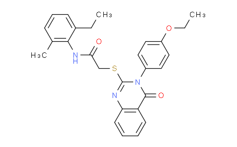 CAS No. 477318-84-6, 2-((3-(4-Ethoxyphenyl)-4-oxo-3,4-dihydroquinazolin-2-yl)thio)-N-(2-ethyl-6-methylphenyl)acetamide