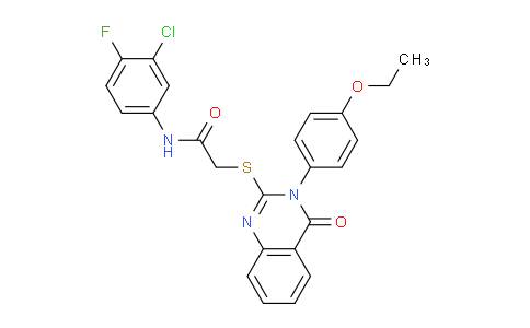 CAS No. 477318-85-7, N-(3-Chloro-4-fluorophenyl)-2-((3-(4-ethoxyphenyl)-4-oxo-3,4-dihydroquinazolin-2-yl)thio)acetamide