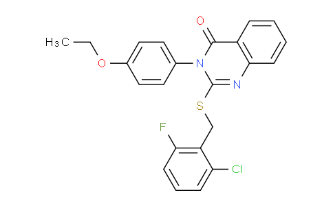 CAS No. 477318-86-8, 2-((2-Chloro-6-fluorobenzyl)thio)-3-(4-ethoxyphenyl)quinazolin-4(3H)-one