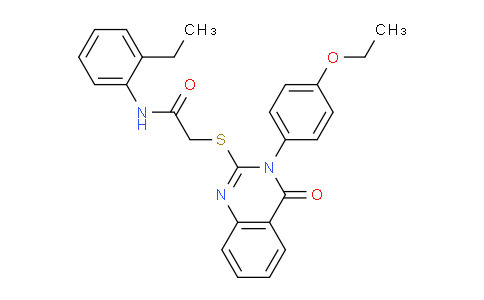 CAS No. 477318-87-9, 2-((3-(4-Ethoxyphenyl)-4-oxo-3,4-dihydroquinazolin-2-yl)thio)-N-(2-ethylphenyl)acetamide