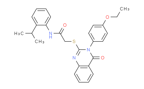 CAS No. 477318-91-5, 2-((3-(4-Ethoxyphenyl)-4-oxo-3,4-dihydroquinazolin-2-yl)thio)-N-(2-isopropylphenyl)acetamide