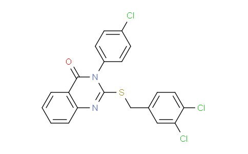 CAS No. 477329-05-8, 3-(4-Chlorophenyl)-2-((3,4-dichlorobenzyl)thio)quinazolin-4(3H)-one