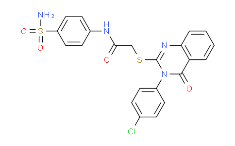 CAS No. 477329-16-1, 2-((3-(4-Chlorophenyl)-4-oxo-3,4-dihydroquinazolin-2-yl)thio)-N-(4-sulfamoylphenyl)acetamide