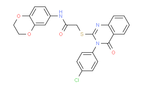 CAS No. 477329-52-5, 2-((3-(4-Chlorophenyl)-4-oxo-3,4-dihydroquinazolin-2-yl)thio)-N-(2,3-dihydrobenzo[b][1,4]dioxin-6-yl)acetamide