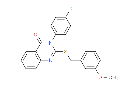 CAS No. 477330-07-7, 3-(4-Chlorophenyl)-2-((3-methoxybenzyl)thio)quinazolin-4(3H)-one