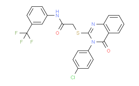 CAS No. 477330-12-4, 2-((3-(4-Chlorophenyl)-4-oxo-3,4-dihydroquinazolin-2-yl)thio)-N-(3-(trifluoromethyl)phenyl)acetamide