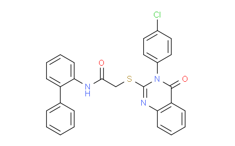 CAS No. 477330-15-7, N-([1,1'-Biphenyl]-2-yl)-2-((3-(4-chlorophenyl)-4-oxo-3,4-dihydroquinazolin-2-yl)thio)acetamide