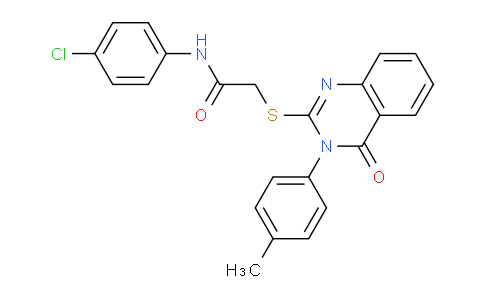 CAS No. 477330-24-8, N-(4-Chlorophenyl)-2-((4-oxo-3-(p-tolyl)-3,4-dihydroquinazolin-2-yl)thio)acetamide