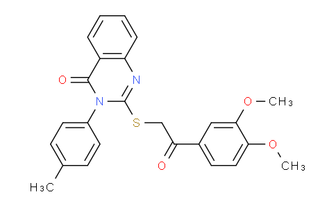 CAS No. 477330-44-2, 2-((2-(3,4-Dimethoxyphenyl)-2-oxoethyl)thio)-3-(p-tolyl)quinazolin-4(3H)-one
