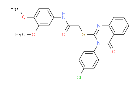 CAS No. 477330-78-2, 2-((3-(4-Chlorophenyl)-4-oxo-3,4-dihydroquinazolin-2-yl)thio)-N-(3,4-dimethoxyphenyl)acetamide